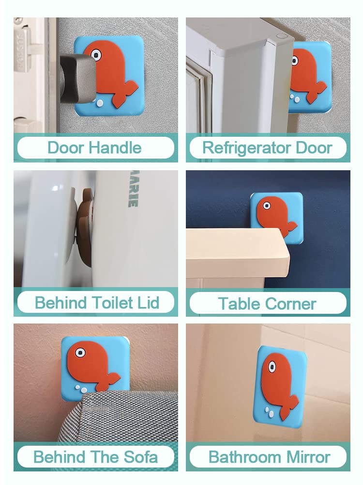 Tope De Puerta-Tope De Cuña for Puerta, Protector De Pared De Tapón De Puerta De Pescado, Tope De Puerta De Refrigerador De Silicona Cuadrado for Proteger La Pared, Tope De Puerta De Pared Duradero, R