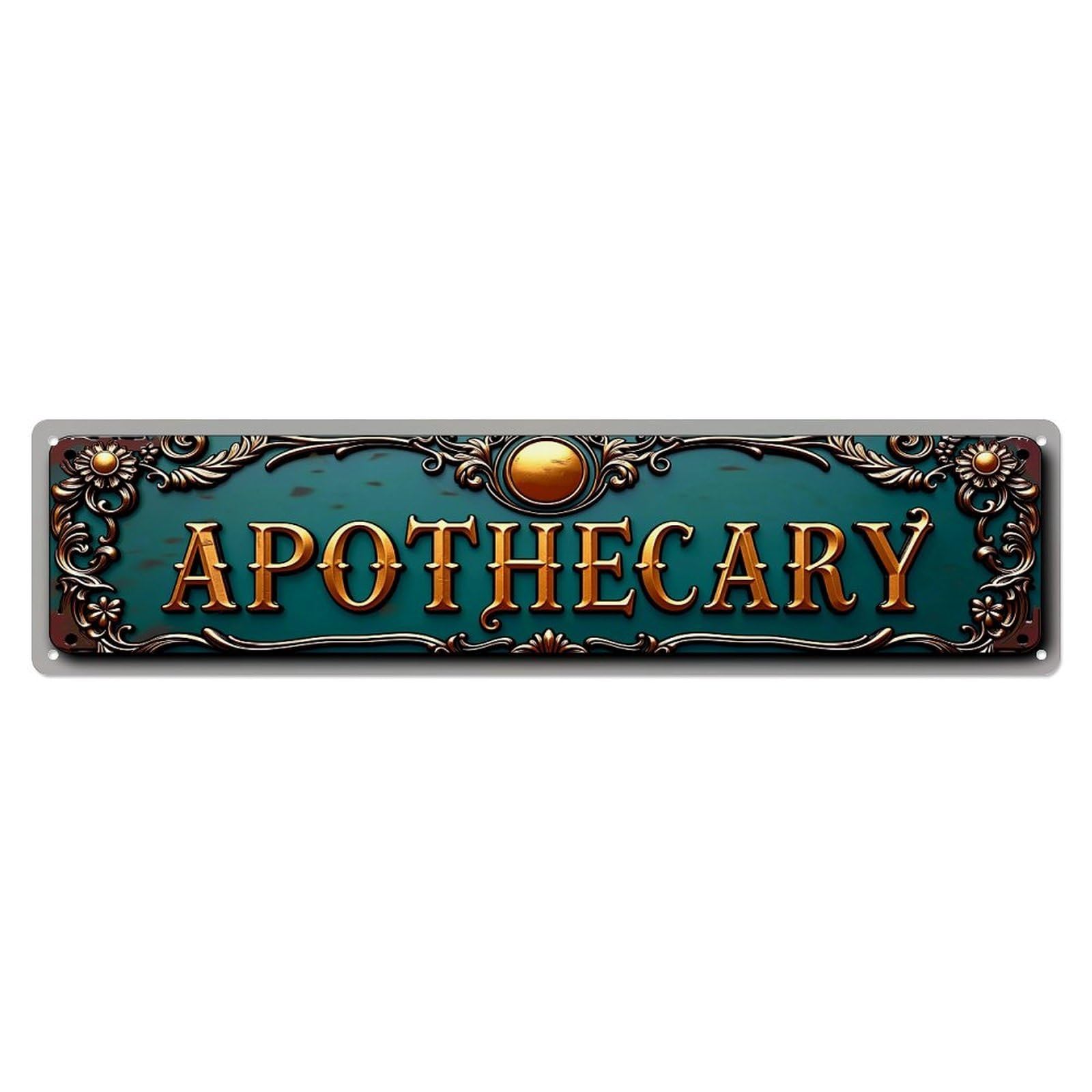 Apothecary Sign Ornate Vintage Design Metal Tin Sign Plaque