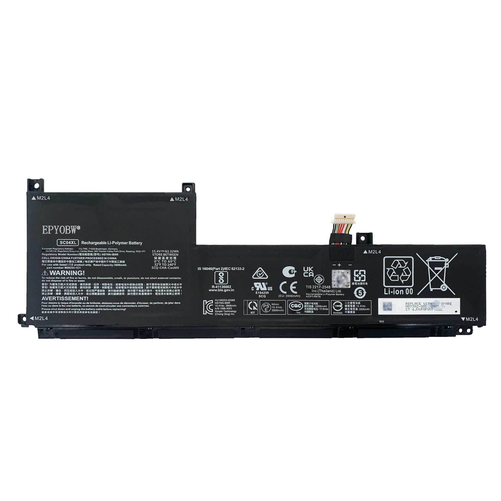 Amazon.com: EPYOBW SC04XL Laptop Battery 63.32Wh HSTNN-IB9R M07392