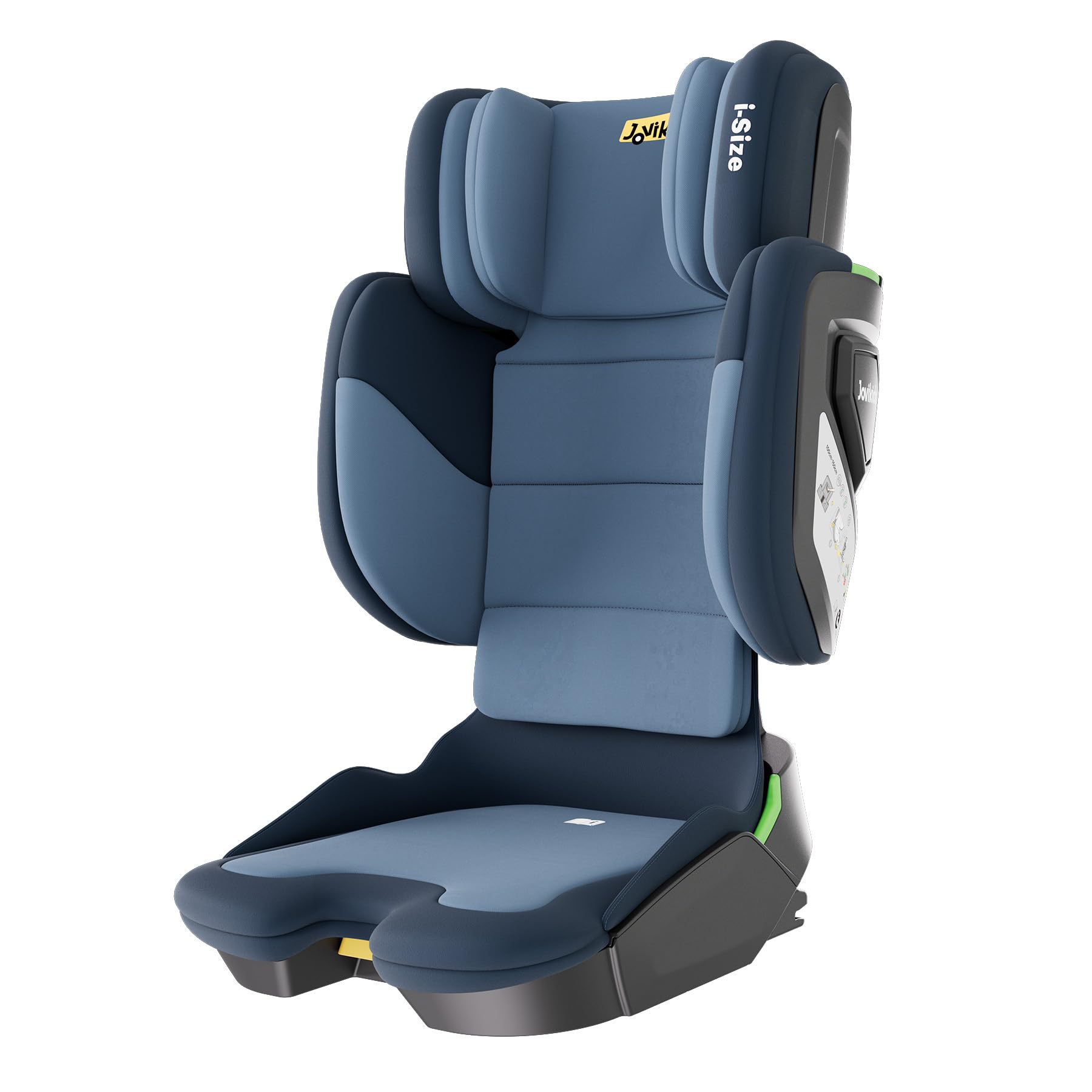 Jovikids Faltbar Kindersitz mit ISOFIX, i-Size R129 Kinderautositze ca. 3-12 Jahre (100-150cm), Kindersitzerhöhung mit Rückenlehne, Geeignet für Reisen (blau)
