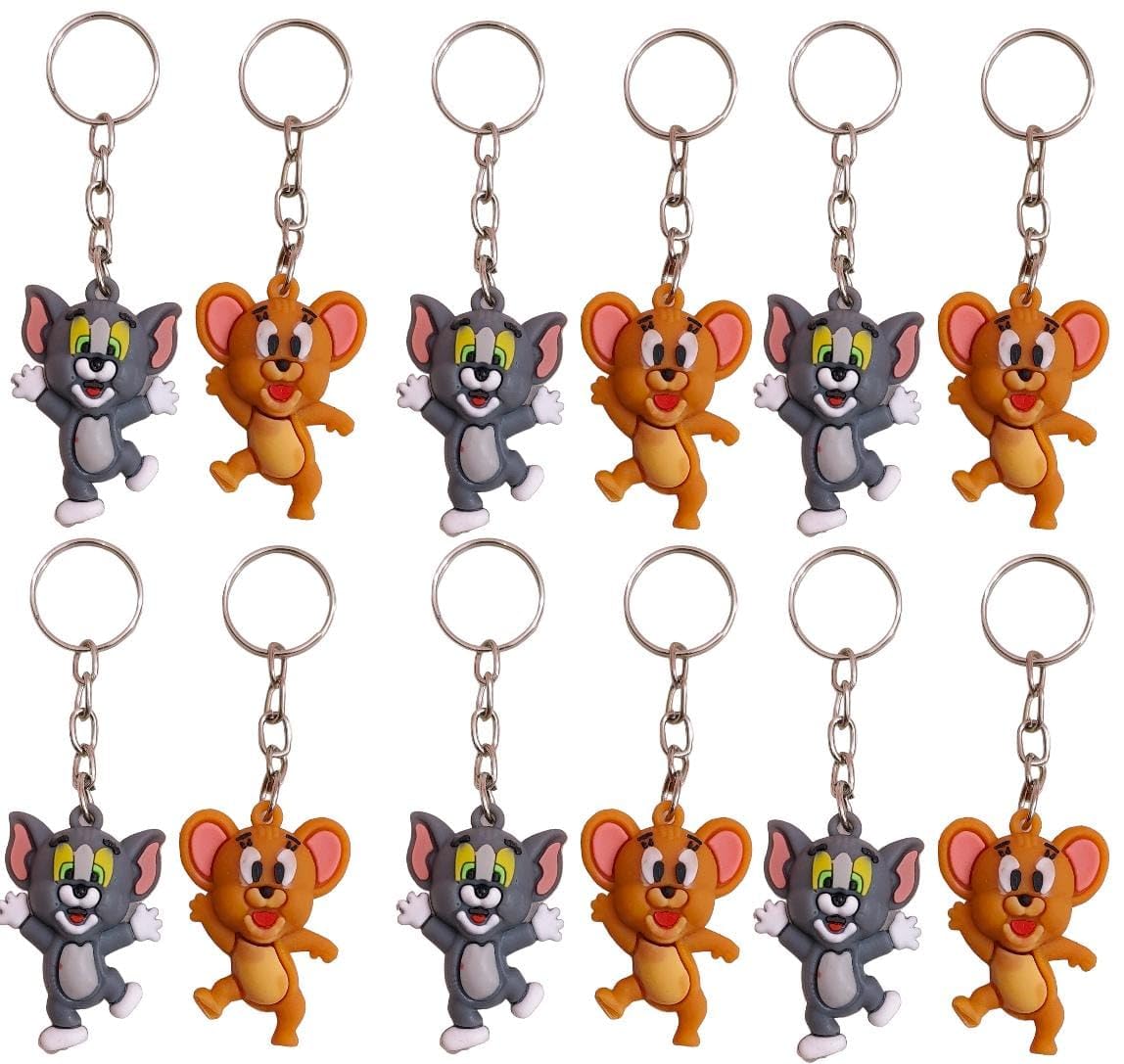 TERA Kids Return Gift Metal Rubber Keychain, Cartoon Bikes Cars Key Ring Hook Holder Car Pendant Kanjak Gift for Girls Boys Men