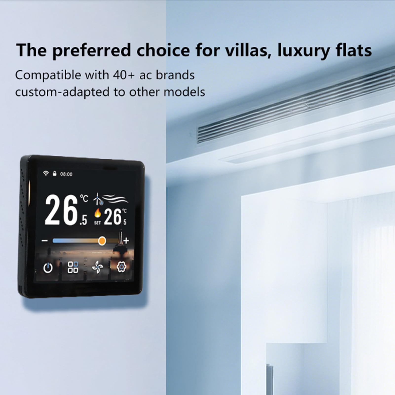 Smart Thermostat für Klimaanlage, WLAN Fan Coil Thermostat mit 4 Zoll IPS Touchscreen, Digitale Klimaanlagen Regler Zentralheizungssteuerung, Smart Home Heizungssteuerung