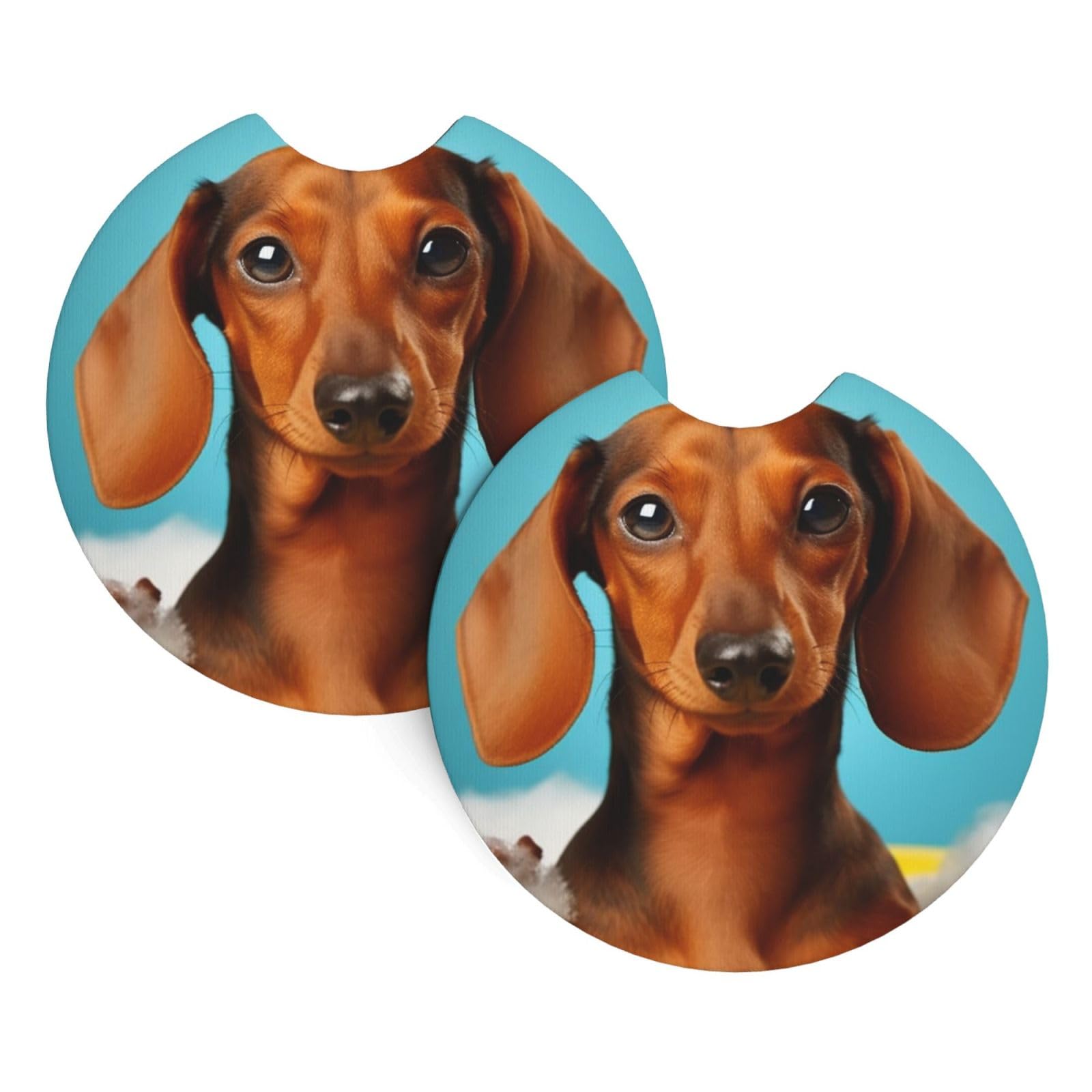 2PCS Car Coaster for Cup Holders Universal Auto Cup Mat Dachshund Dog Cup Coaster Pad 2.7" Waterproof Neoprene Non-Slip Cup Holder Coasters Car Interior Accessories for Women Men