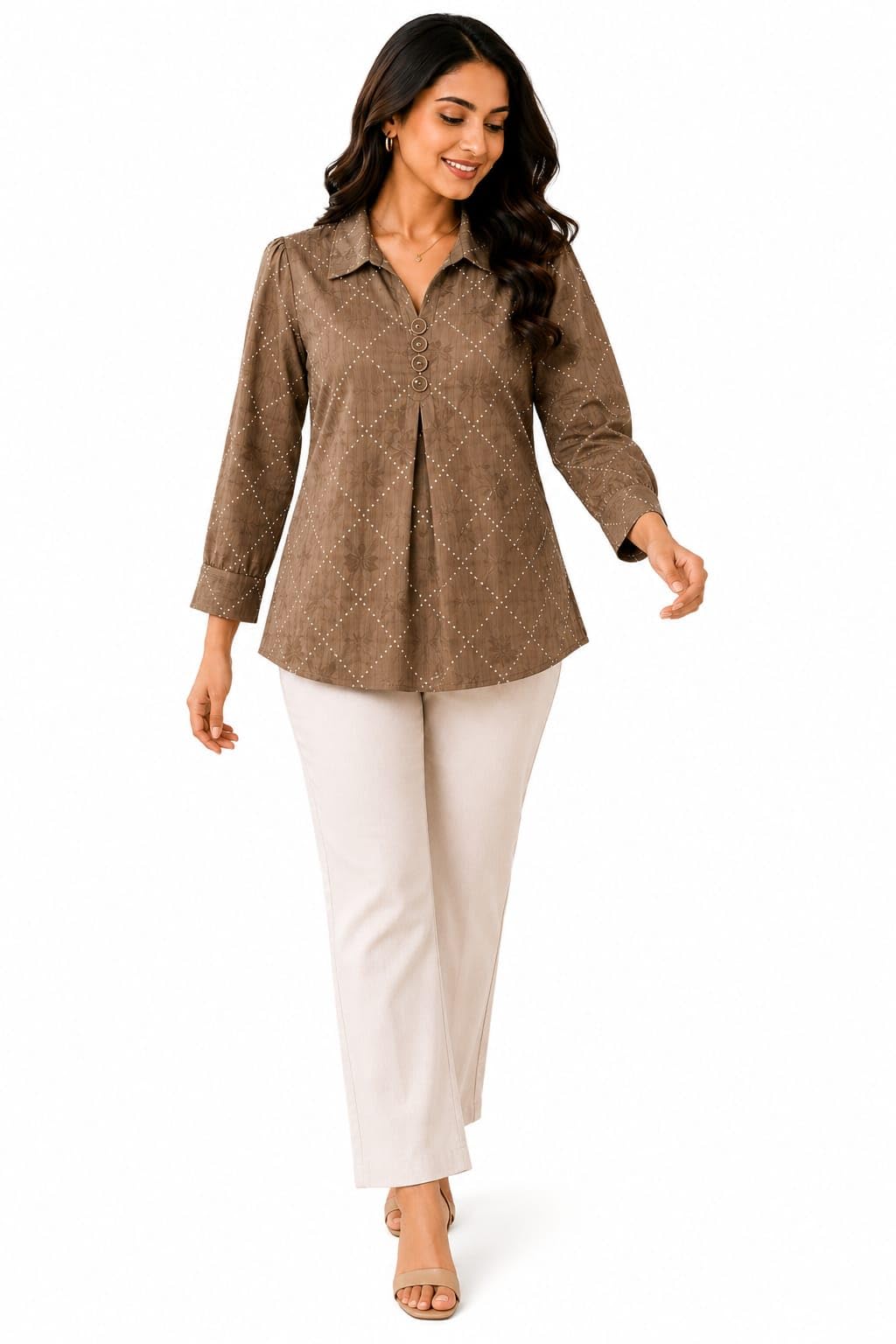 Women's Embroidered Tunic Top Olive Green-picture-13