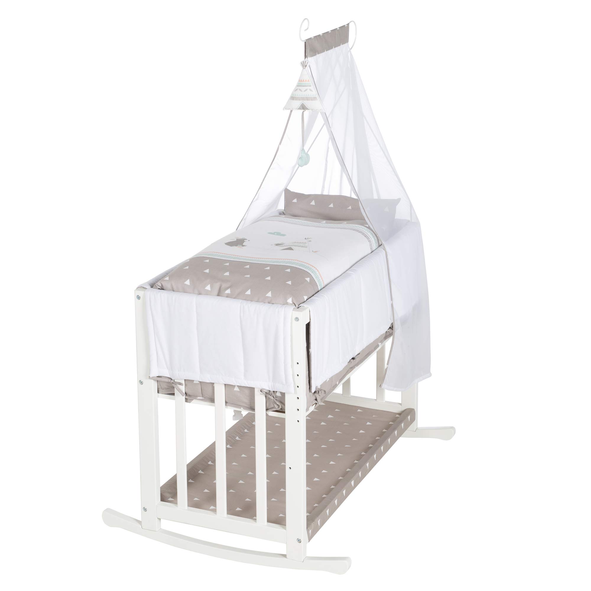 roba Culla 4 In 1, Letto Laterale 'Indibär', Lettino, Culla E Panca Per Bambini, Bianco - 16250 g
