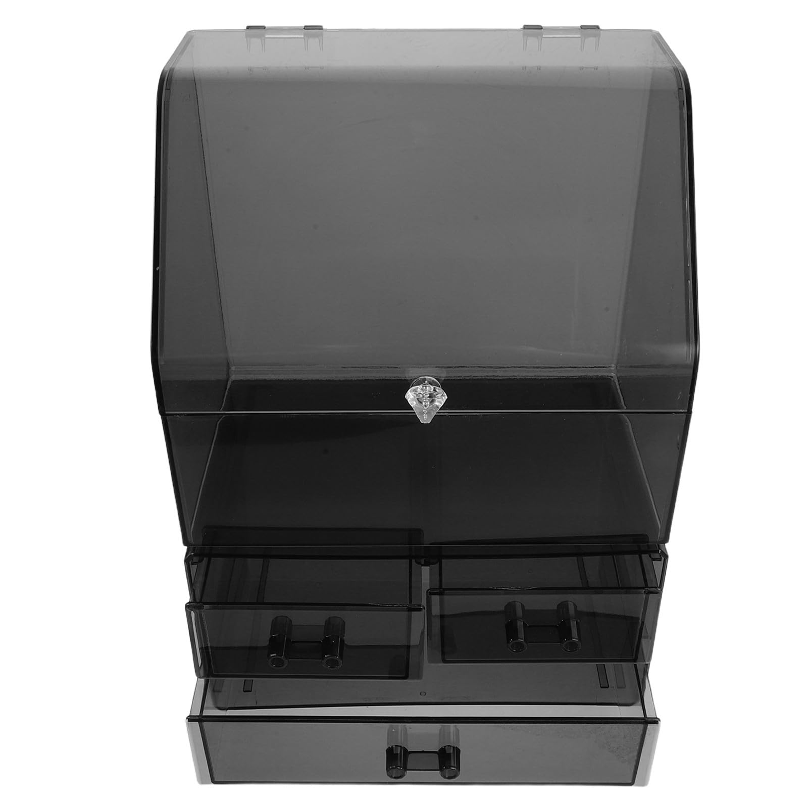 ARTIBETTER Organizer e Stabile e Cassetti, Design Trasparente Nero in Plastico con Struttura Multilivello per Trucchi per Dressing Table o Vanity Moderno e Minimalista
