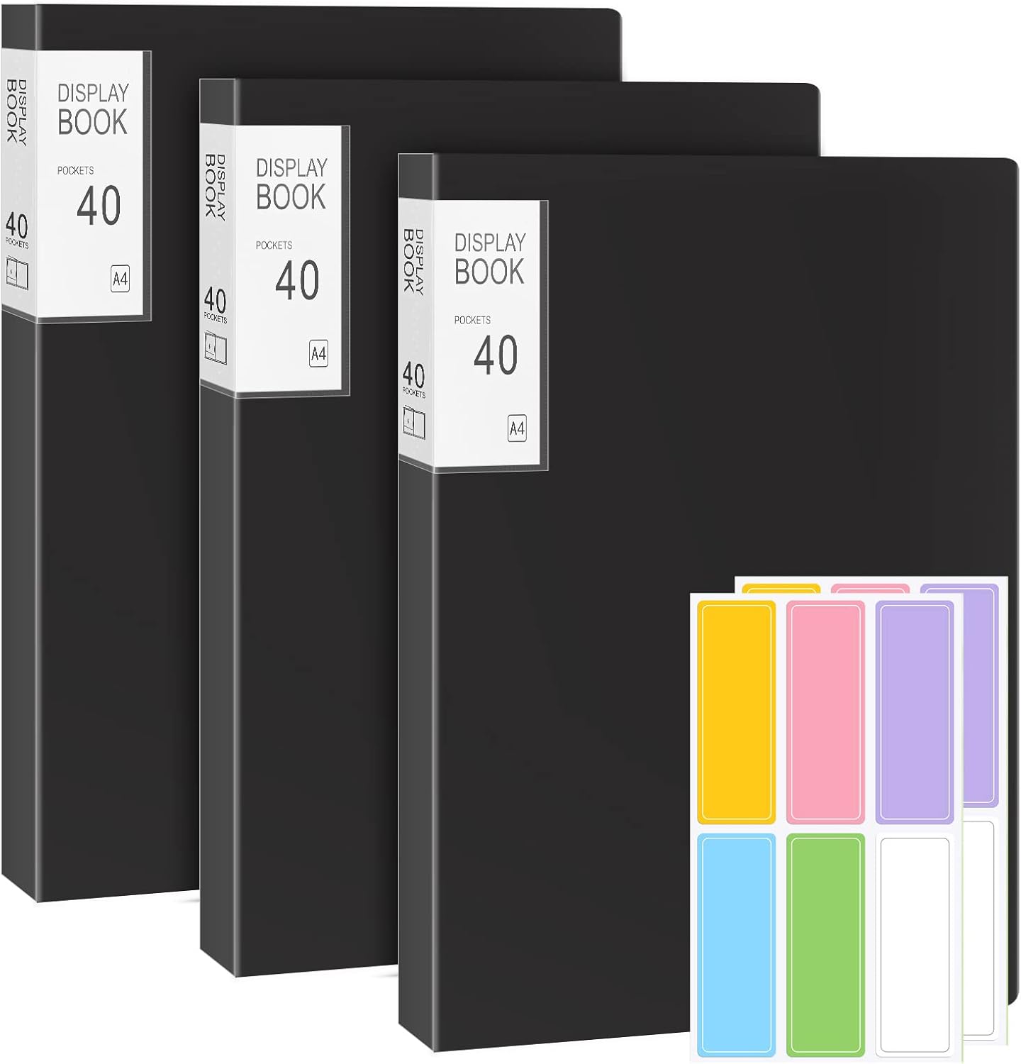 A4 Display Folders, 3 Pack 40 Pockets Display Book Document Clear