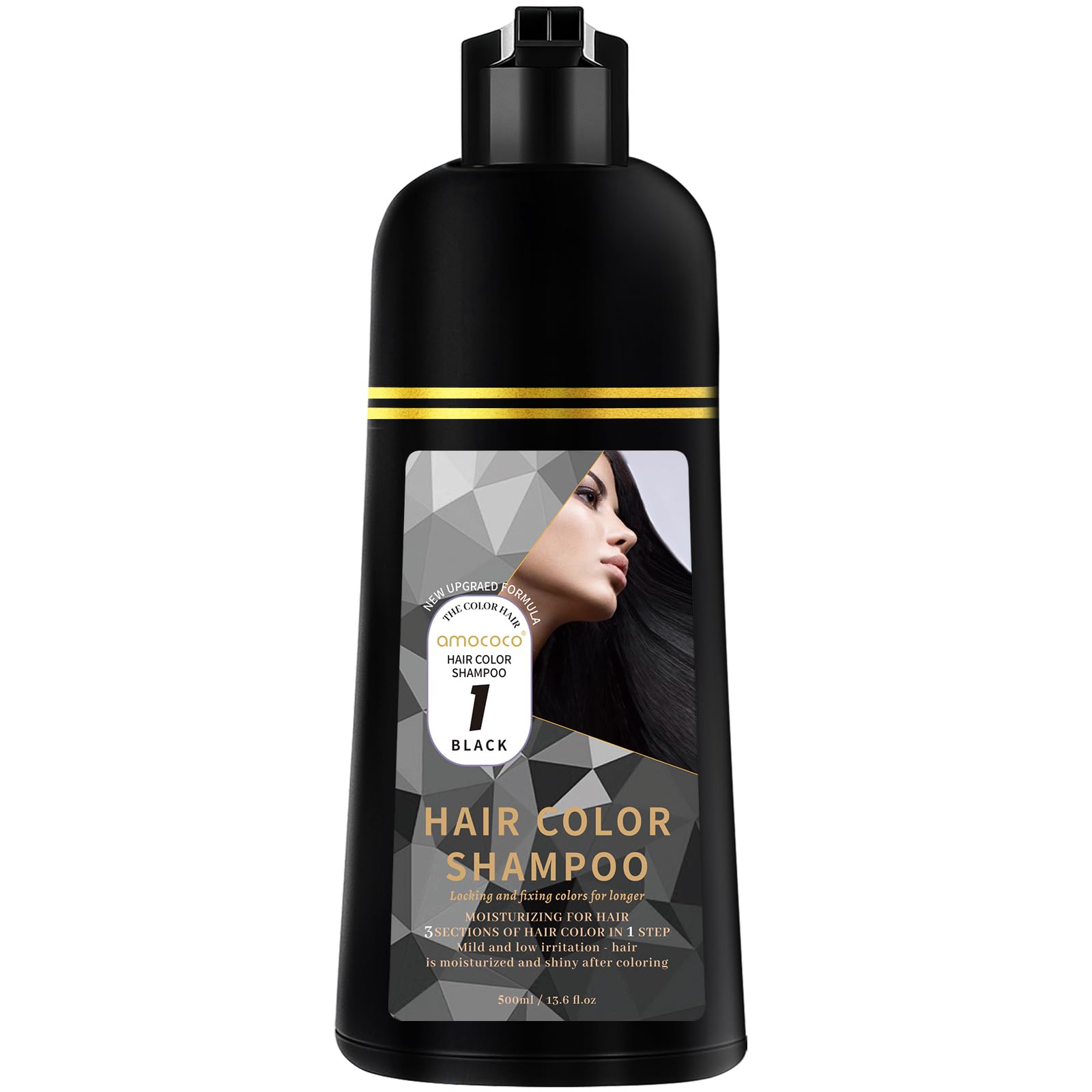 Hair Dye Shampoo 3 in 1 Gray Hair Coverage One-Step Wash-In Hair Dye Shampoos for Color Treated Hair Semi Permanent Hair Color Shampoo for Women & Men 13.6 fl. oz Black product thumbnail 2