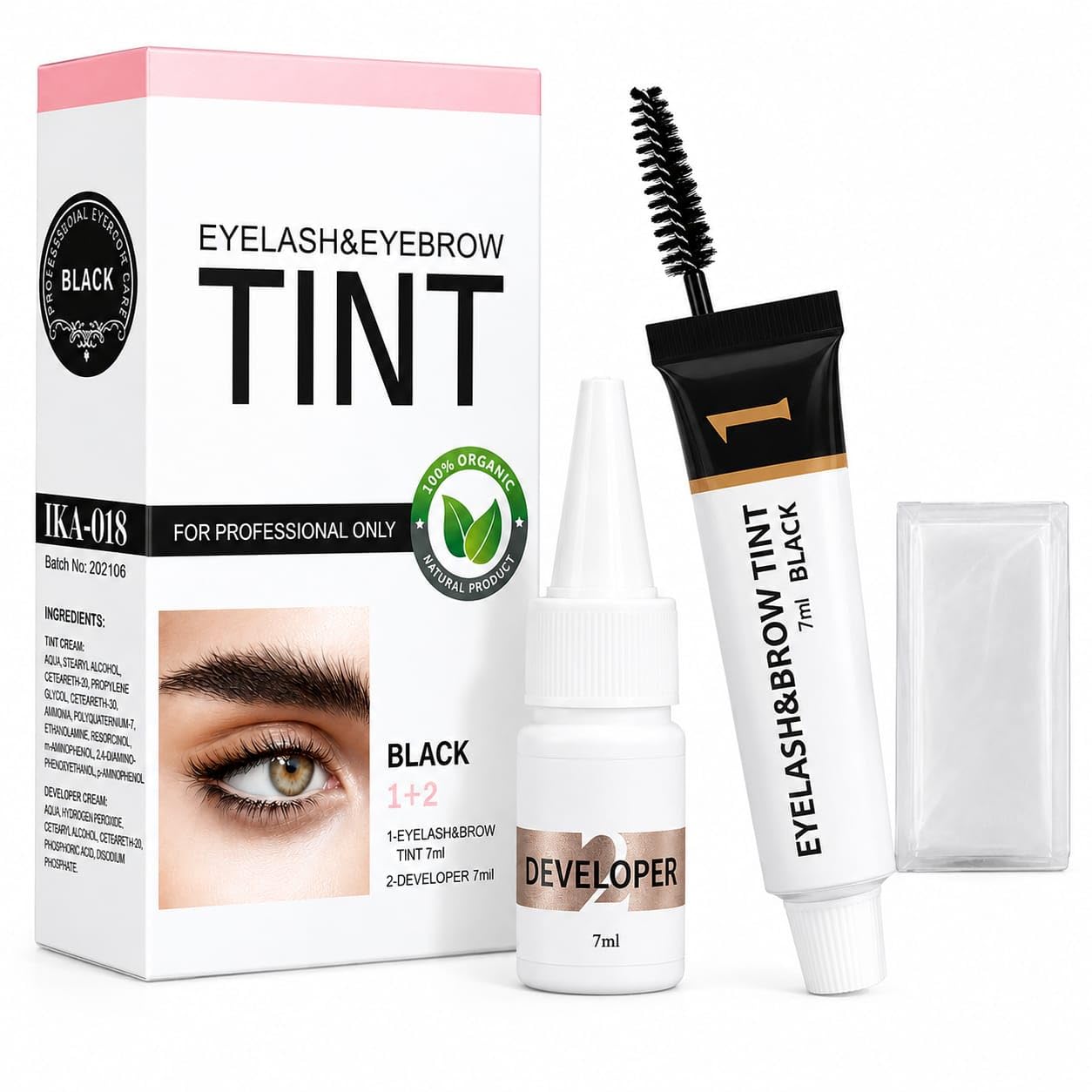 Professional Eyelash & Eyebrow Tint Kit Black | 7ml Tint + 7ml Developer | Long-Lasting Brow & Lash Color | Smudge-Resistant | Salon & Professional Use-image-43