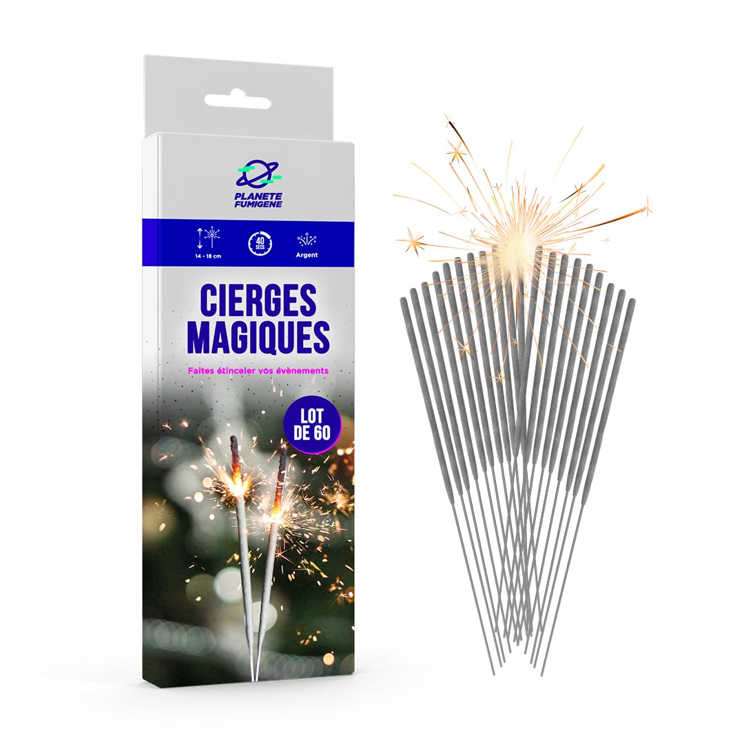 Bougies Cierge Magique 40 Secondes 14/18cm Lot de 60 pour Décoration de Gâteaux Anniversaire Mariage