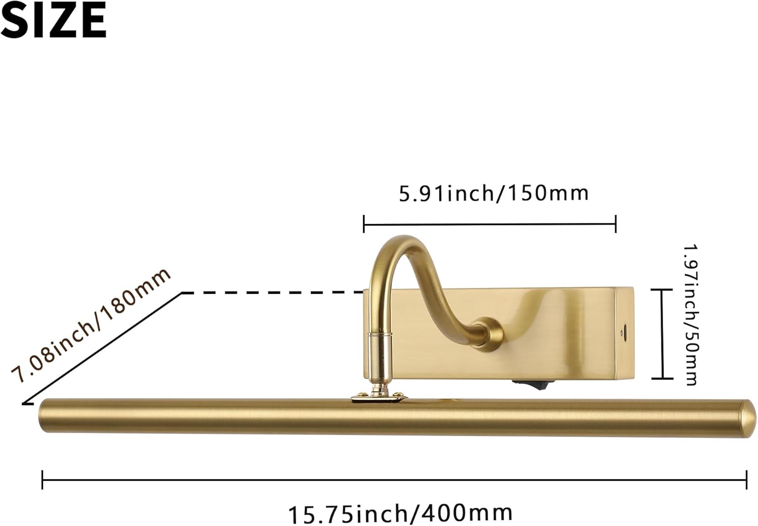 Picture Light for Wall, 5000mAh Rechargeable Wireless Remote Lights, Dimmable Gold LED Art Painting Light with 3 Color Temps, Display for Gallery, Living Room, Bedroom, Hallway (16-Inch)