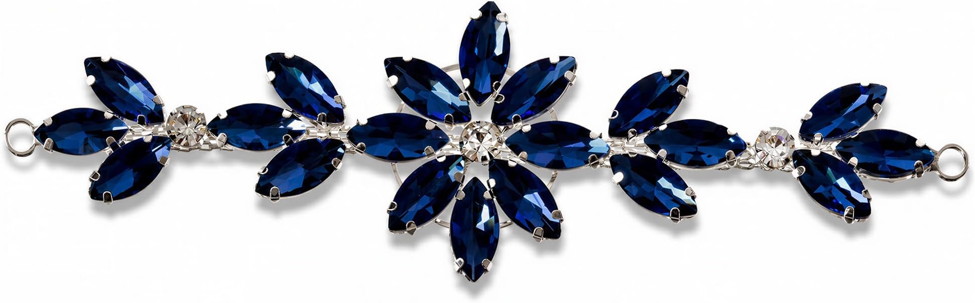 Royal Blue Crystal Rhinestone Sew-On Motif 140 x 40mm