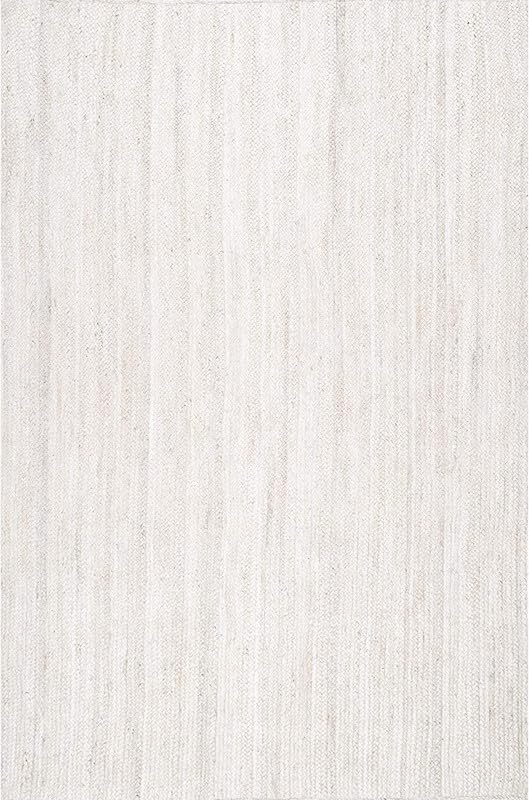 Image of F R Creation Jute Reversible Braided Natural & Handwoven Jute Carpet for Living Room Braided Rug, Offices Carpet, Guest Room Size (1.5X4 Feet White)