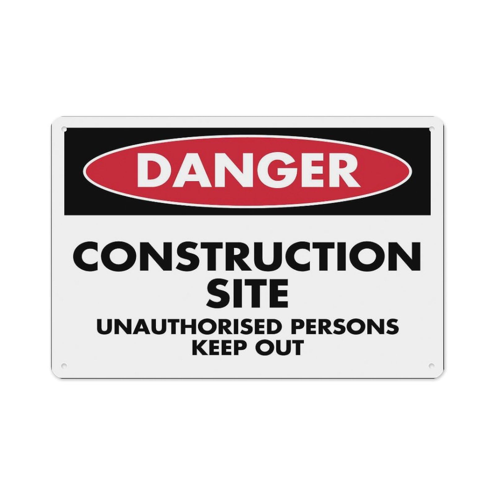 peiyeety Danger Construction Unauthorised Persons KeepSign Aluminum Tin Warning Signs for Home Outdoor Garden 12X16 Inches