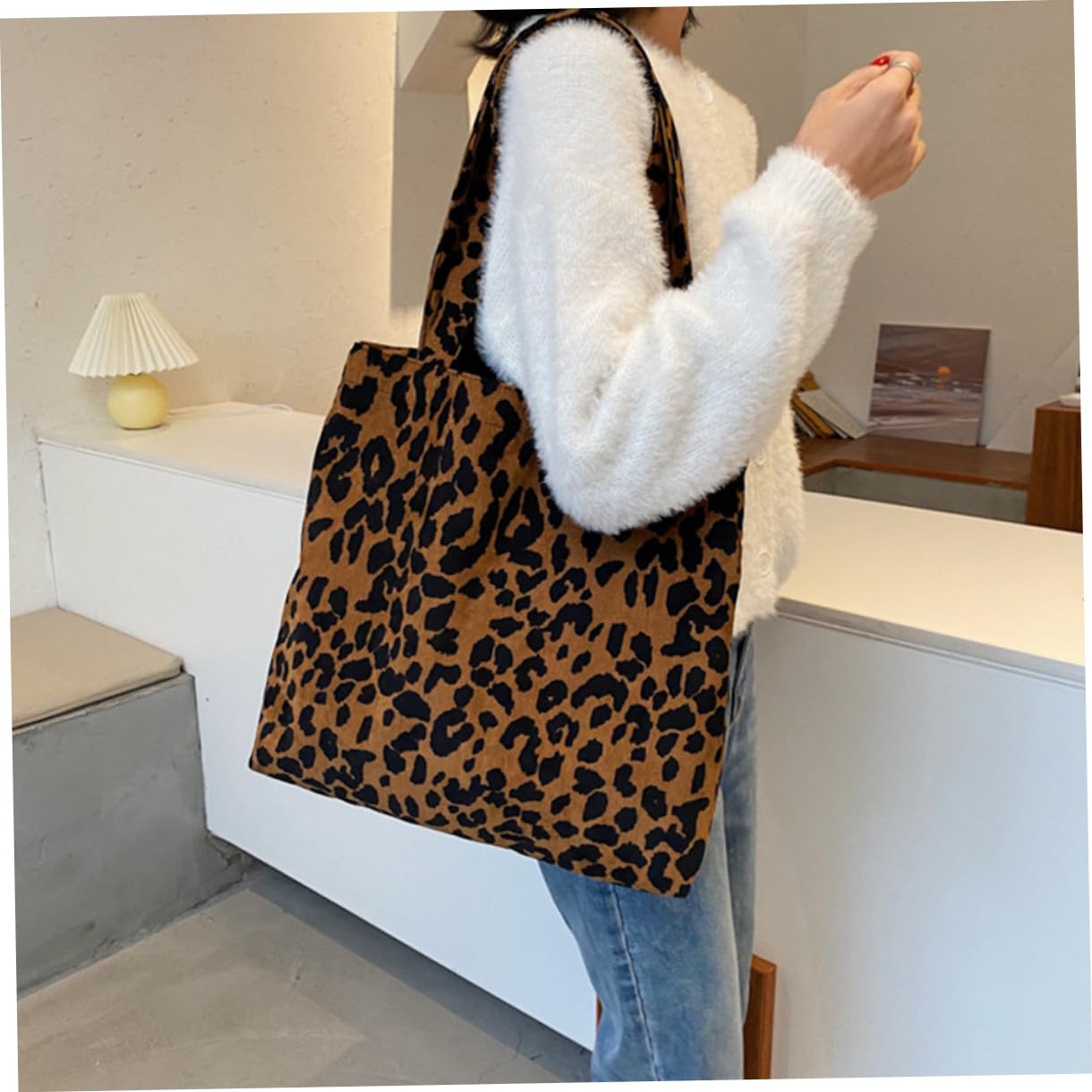 Healeved Bolso De Hombro Para Mujer Bolso Tote Estampado De Leopardo Bolsa De Almacenamiento Para Uso Diario