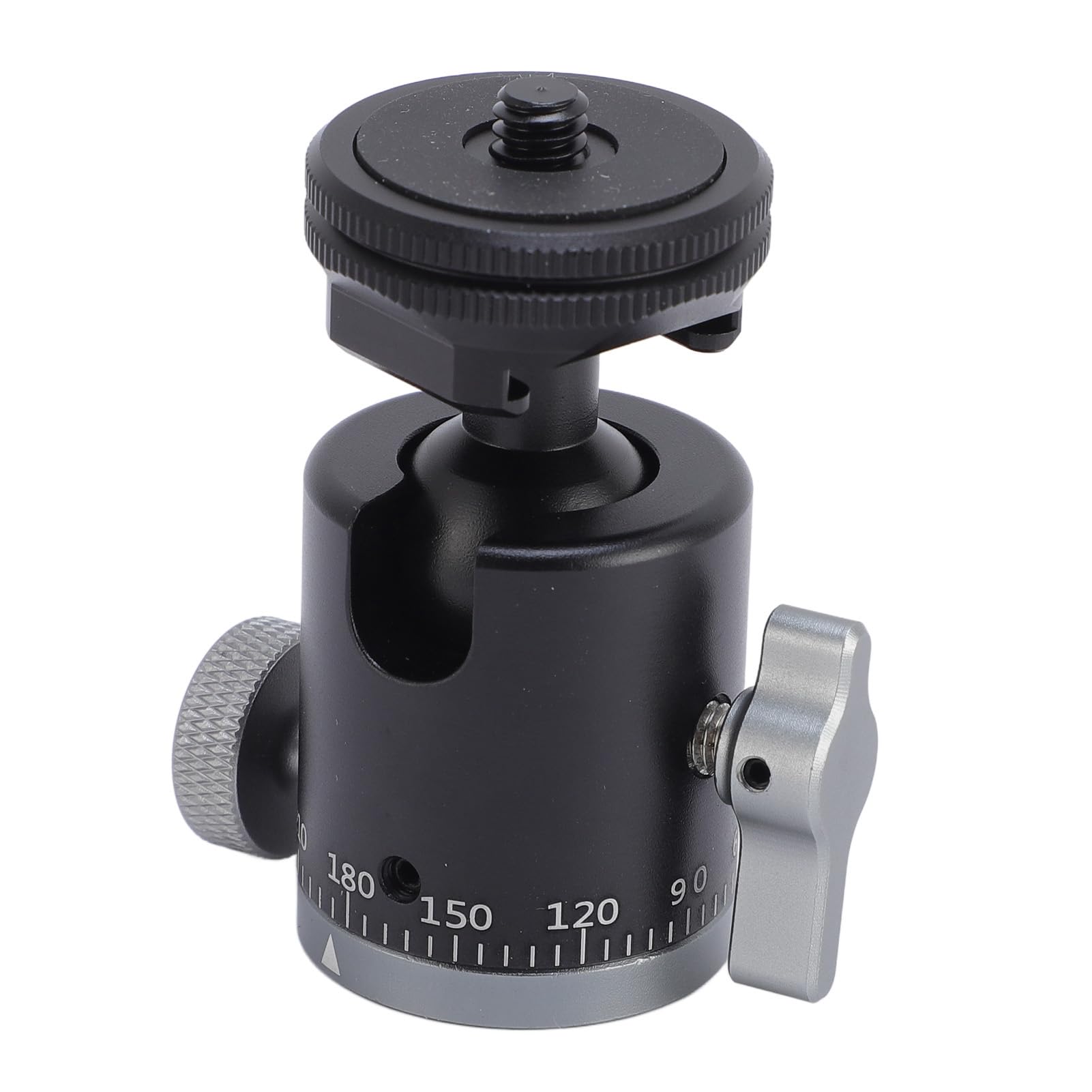 Ball Head with Cold Shoe, Aluminum Alloy 360 Degree Rotating Ballhead with 1/4 inch Screw, for Tripod, Monopod, DSLR Camera