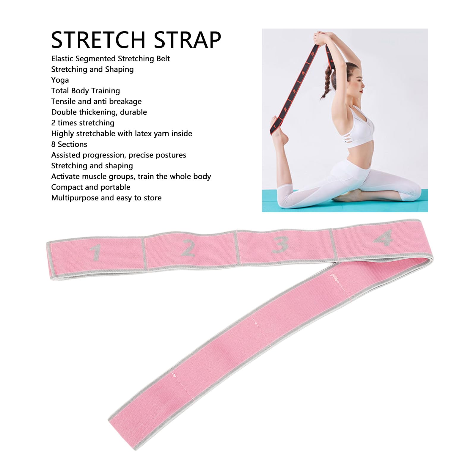 Naroote Stretch Band, Fitness Pneumatico Elastico Doppio Ispessimento Sostenibile 8 Sezione per Formazione