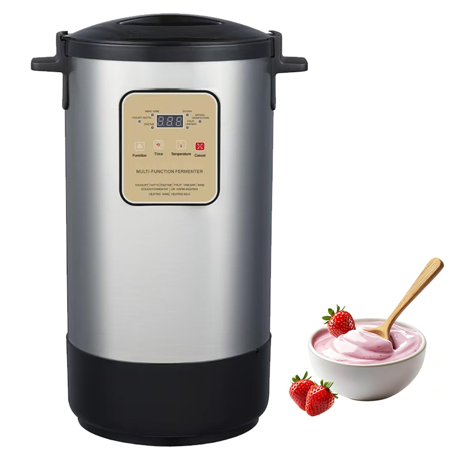 Yogurt Maker - Máquina de fermentación automática de acero inoxidable con 6 funciones, temperatura y tiempo ajustables para yogur, vino de arroz, enzima de frutas