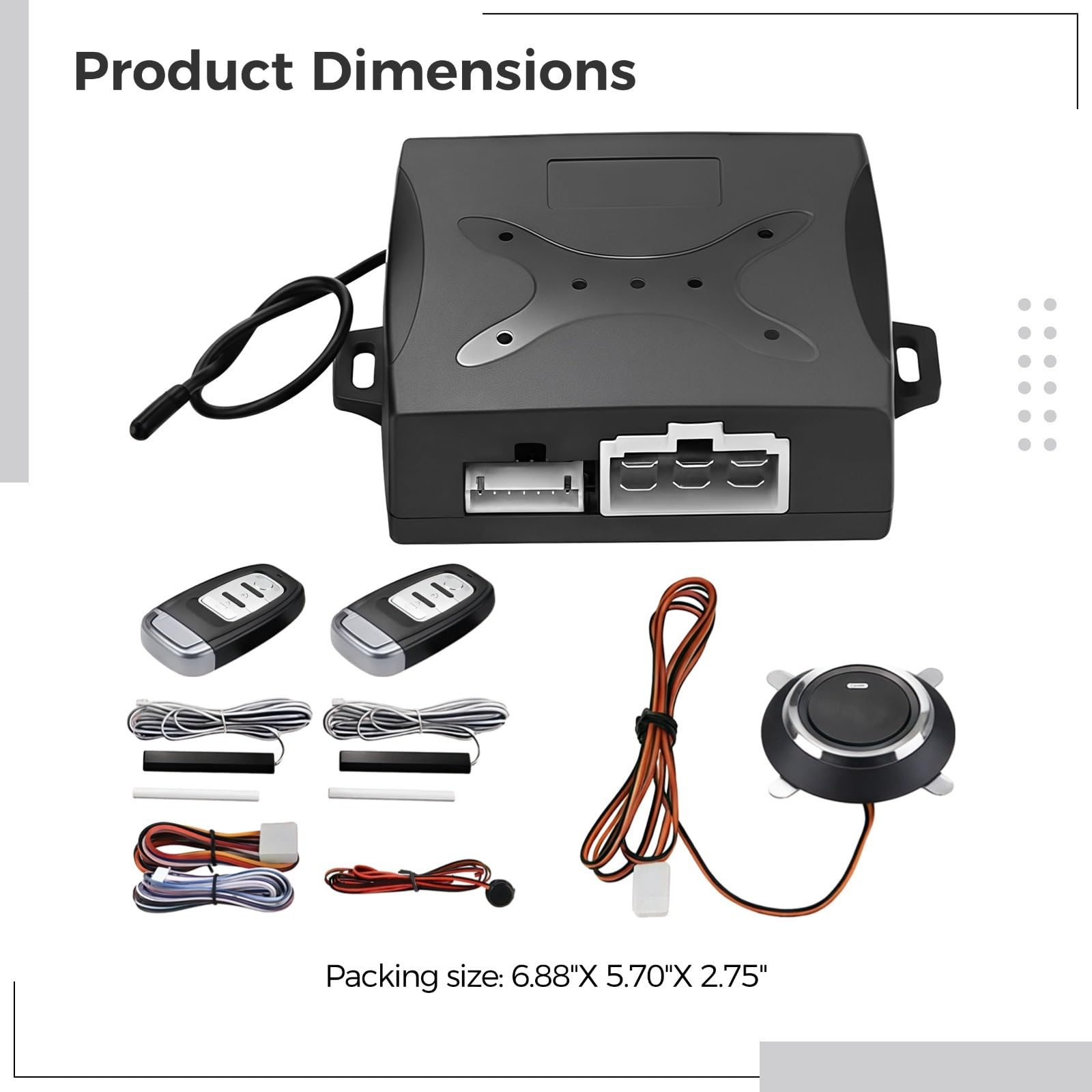 Sistema de alarma de arranque sin llave para coche con control remoto, ajuste universal para vehículos de 12 V, kit de encendido de plástico, seguridad de arranque, fácil de instalar, 6.9 x 5.7 x 2.8