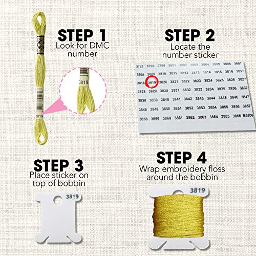Embroidery Floss Organizer Box - 17 Compartment Plastic Embroidery Thread Organizer with 100 Plastic Floss Bobbins and 640 Floss Number Stickers. Great for All Your Cross Stitch Supplies (Full Set) - Thumbnail 4
