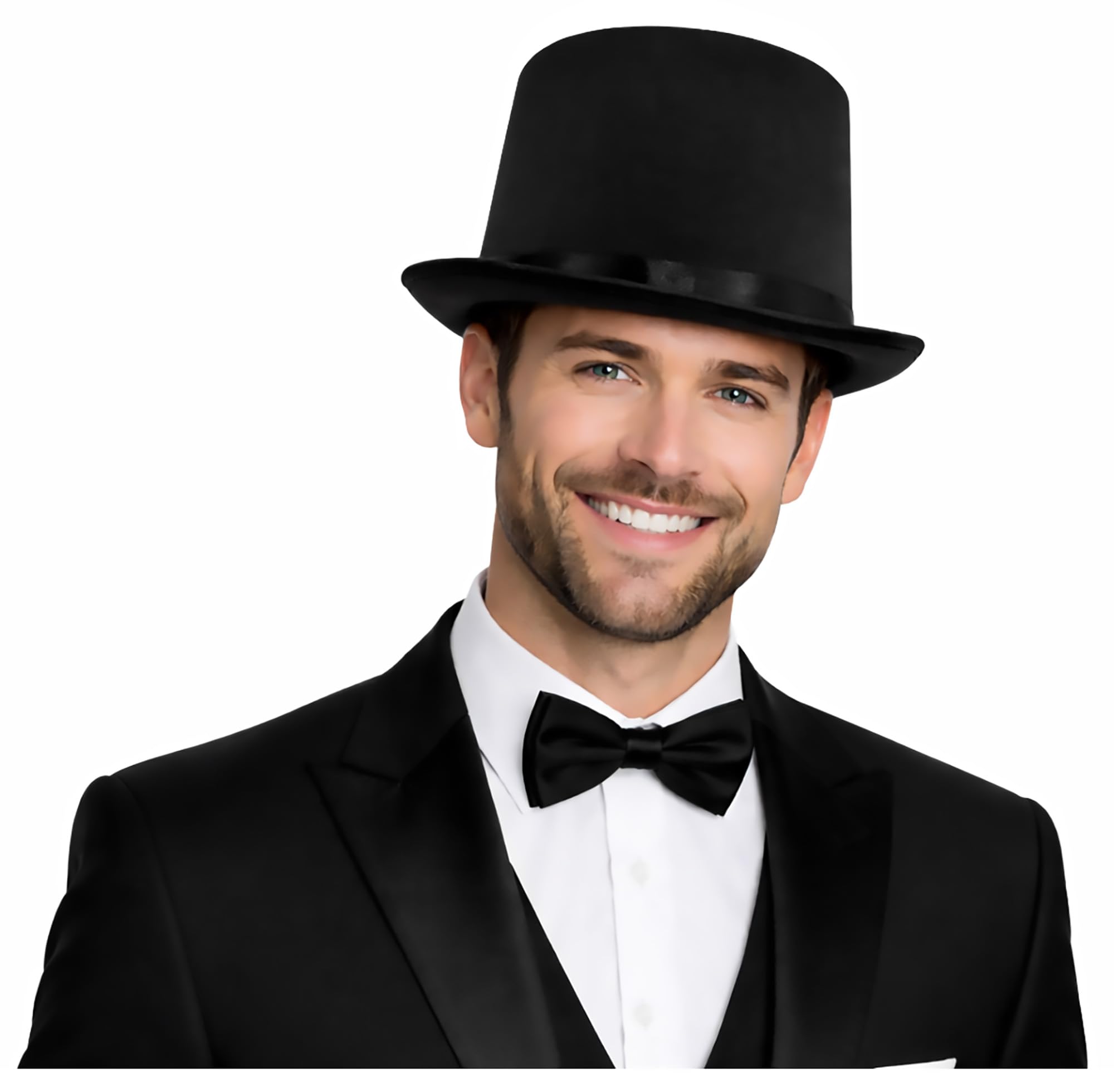 Nicky Bigs Novelties Satin Tall Black TopHat For Men, Magician Hat, Slash Hat, Steampunk Hats, Victorian Hats, TopHat Costume For Men