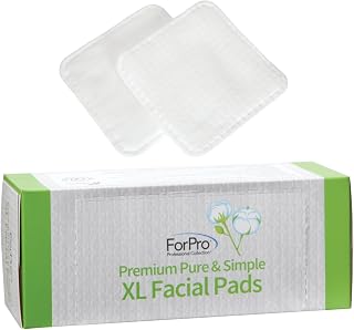 ForPro Premium Pure & Simple XL Facial Pads - Triple Layered Ultra Soft Cotton Makeup Removers, Vegan Cruelty-Free 60 Ct