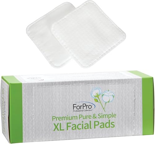 Almohadillas faciales ForPro Premium Pure & Simple XL, almohadillas desmaquillantes desechables ultra suaves de triple capa, 100% veganas y libres