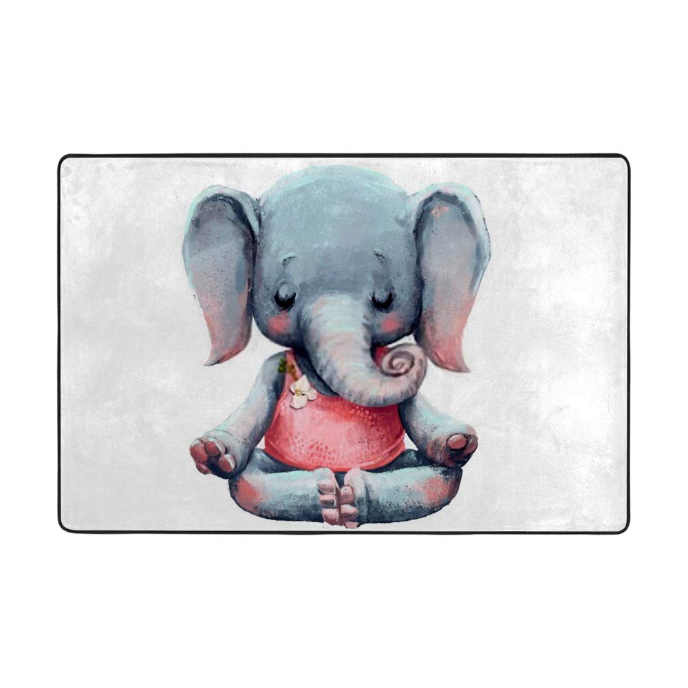 Tapis de salon éléphant méditation Ruchen en velours pour décorer votre intérieur