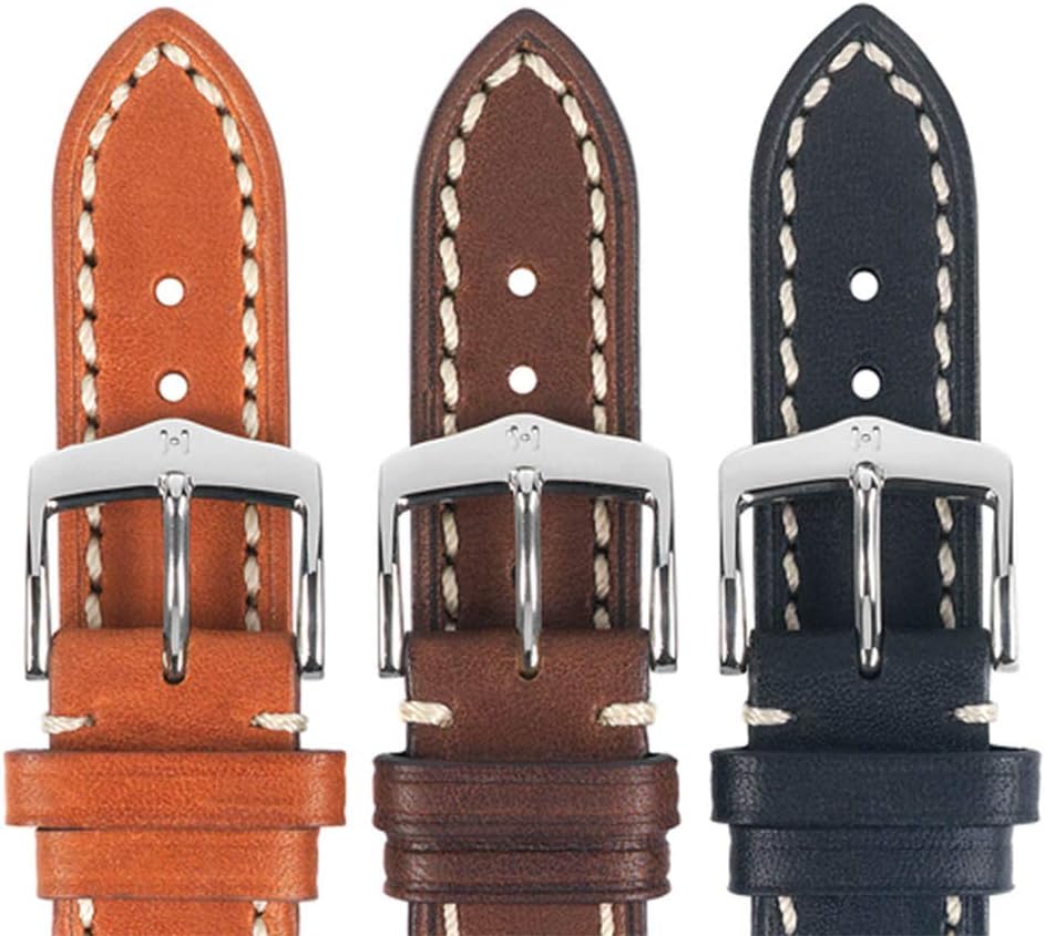 Hirsch Liberty Artisan Calf Leather Watch Band - 18mm, 20mm, 22mm, 24mm - Handpicked Saddle Natural Grain Leather - Quick Release Watch Strap