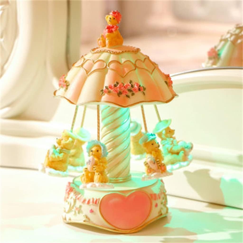 Carousel Music Box Colorful Lights Musical Gift Resinbedroom Home Decoration