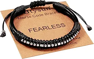 Inspirational Gifts for Men Morse Code Bracelets Mens Bracelets Graduation Gifts for Him Fathers Day Adjustable Leather Bracelet Motivational Birthday Annivesary Jewelry Stocking Stuffers for Men