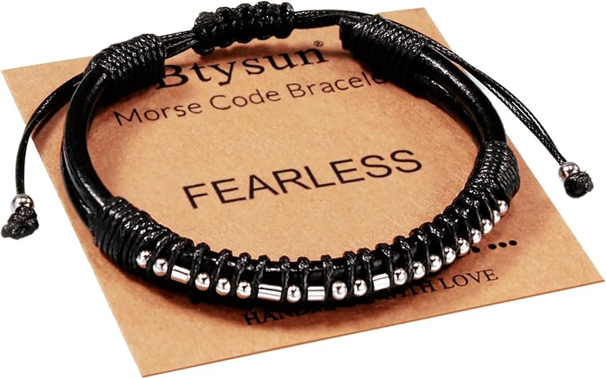 Inspirational Gifts for Men Morse Code Bracelets Mens Bracelets Graduation Gifts for Him Fathers Day Adjustable Leather Bracelet Motivational Birthday Annivesary Jewelry Stocking Stuffers for Men