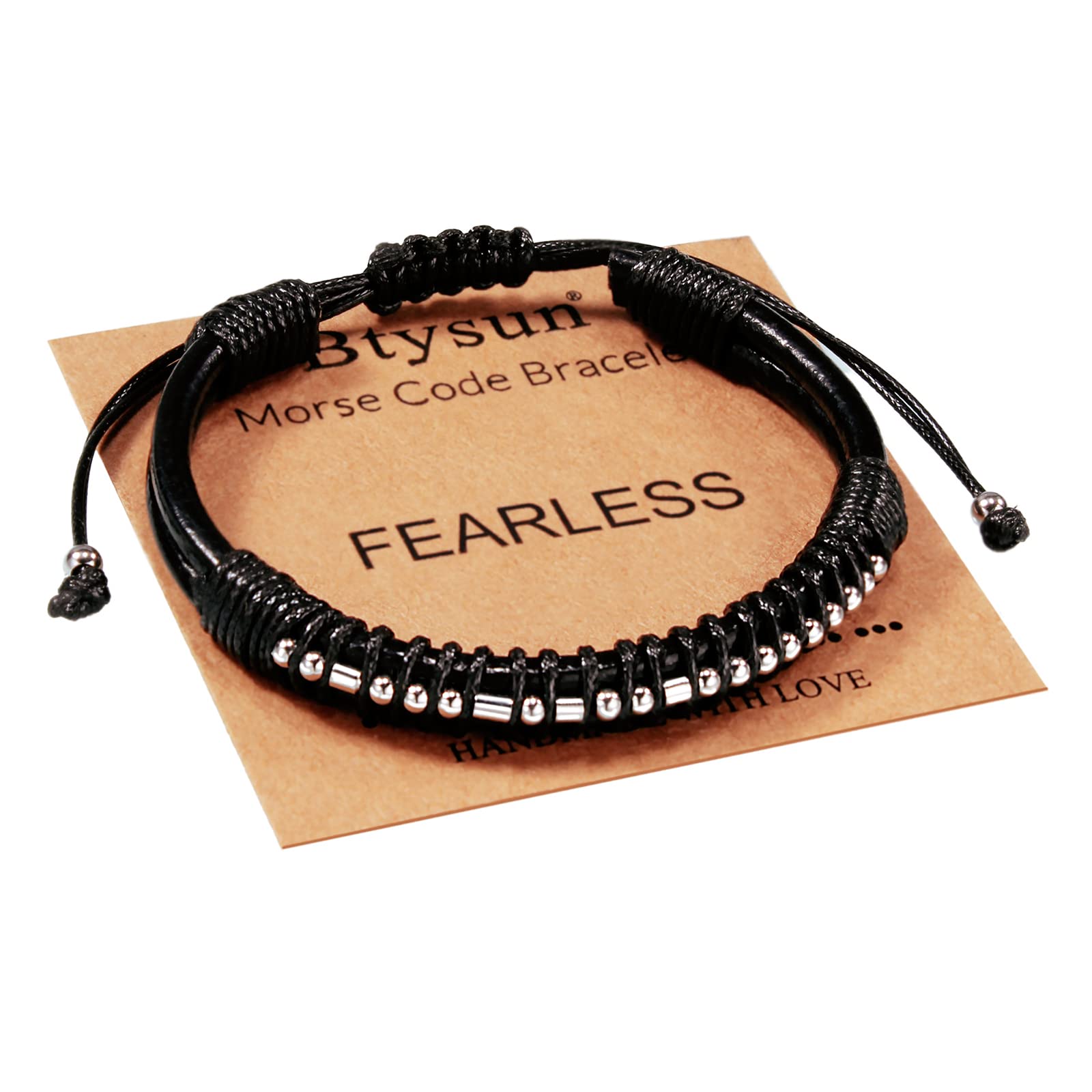 Btysun Fathers Day Gift, Gifts for Men Morse Code Bracelets for Men 2026 Graduation Gifts Mens Bracelet for Him Boyfriend Husband Leather Bracelet Motivational Birthday Jewelry Stocking Stuffers