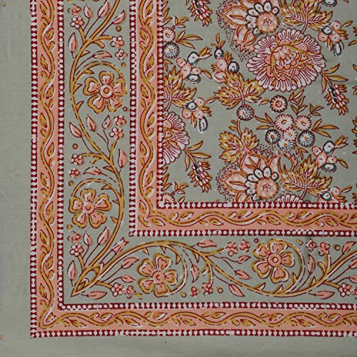 Image of GURU JEE Handmade Printed Cotton Rectangular Table Cloth for 6 Seater Dining Table 60 Inch X 90 Inch Rectangle Table Cover 152 cm X 228 cm 160 TC