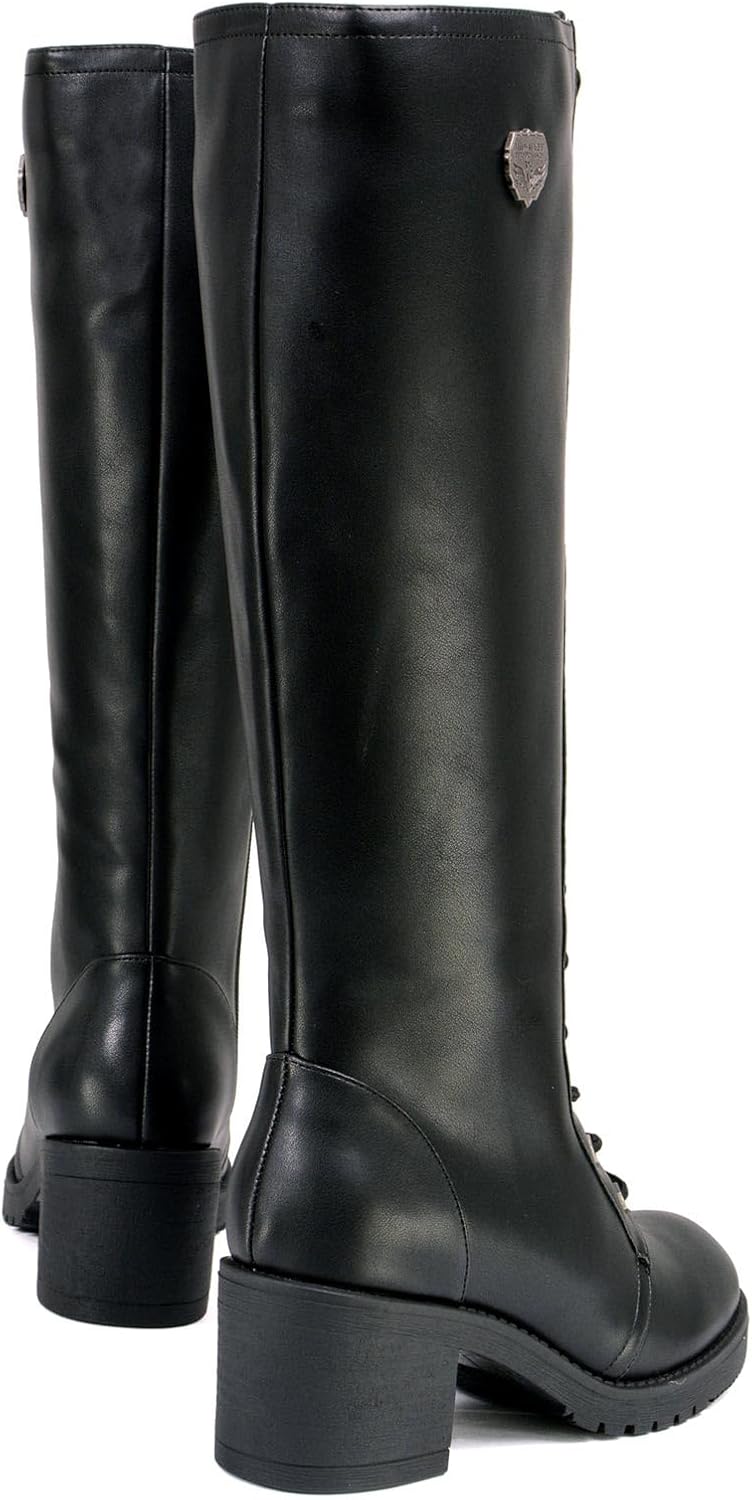 Milwaukee Leather Women's Black Lace-Up Tall Motorcycle Fashion Boots X9442 XBL9442