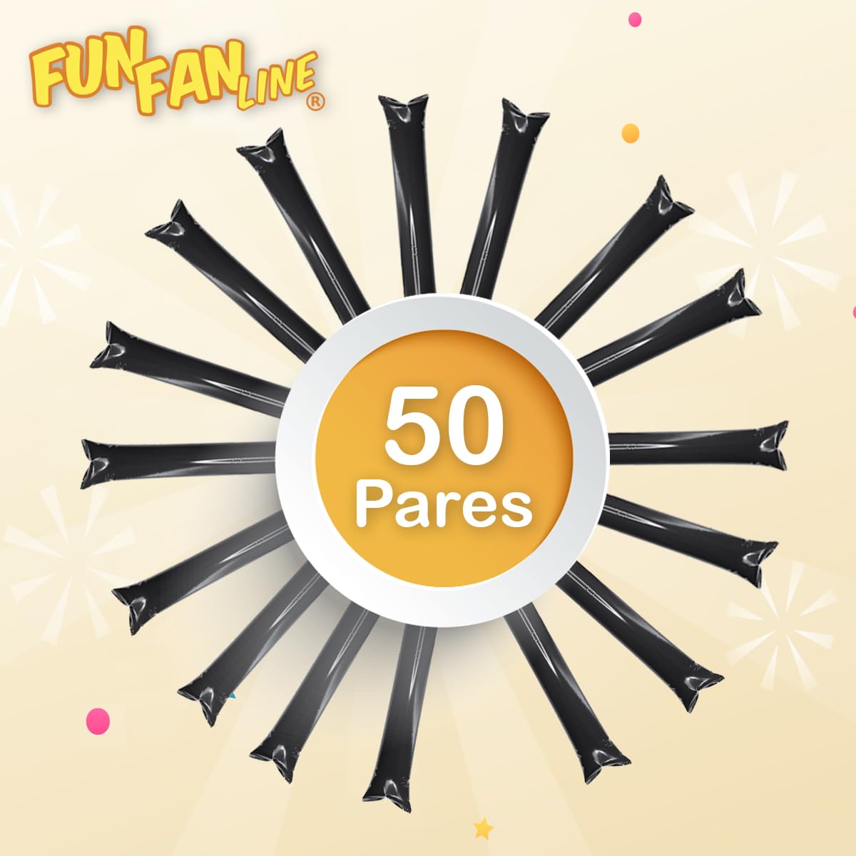 FUN FAN LINE Pack 50 Pares Aplaudidores Hinchables Reutilizables. Palos Animación Ruidosos para Fiestas, Fútbol y Eventos. Cotillón Deportivo y Celebraciones — view 4