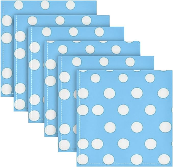 ALAZA Kitchen Cloth Napkins Set of 6, White Polka Dots on Blue Soft Reusable Washable Table Napkins for Home Holiday Party Wedding 20 x 20 Inch miniatura 6