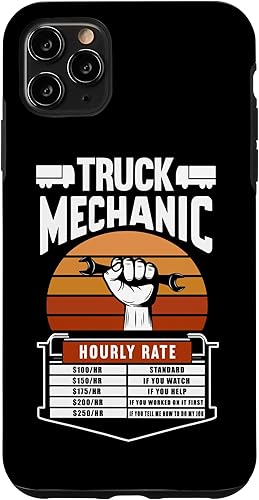 Funda para mecánico de camiones para iPhone 11 Pro Max con tarifa por hora Funda para mecánico de camiones para iPhone 11 Pro Max con tarifa por hora