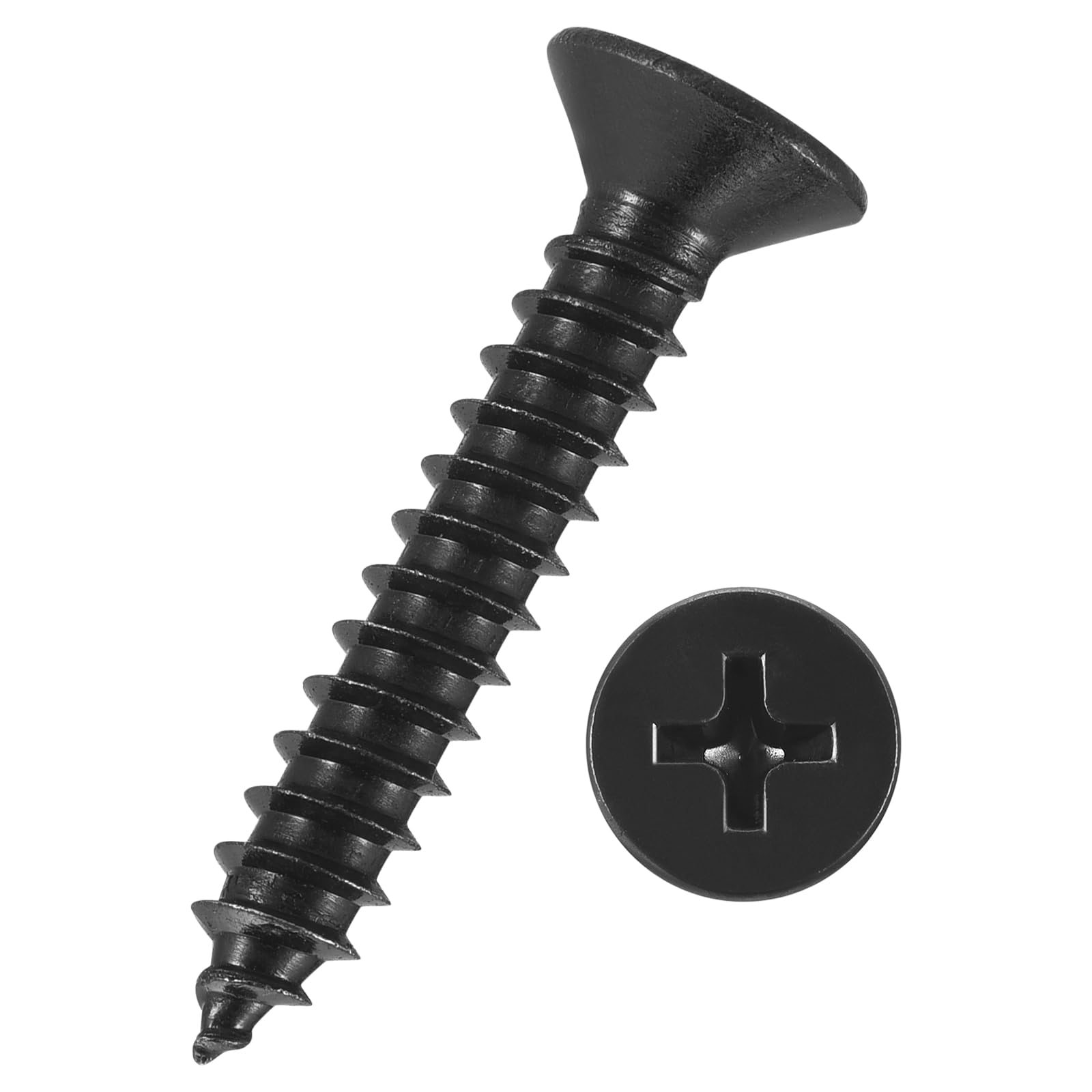 Kozelo 300pcs Phillips Flat Head Wood Screws - [#8x1"] Carbon Steel Countersunk Self Tapping Screws for Furniture Assembly, Interior Trim, Outdoor Construction, Black — image 1
