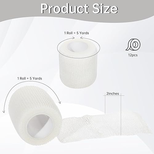 Miniatura 2 de VIDELLY - Vendaje cohesivo autoadhesivo de 2 pulgadas x 5 yardas, cinta elástica transpirable, vendaje autoadhesivo para deportes, muñeca, piel y