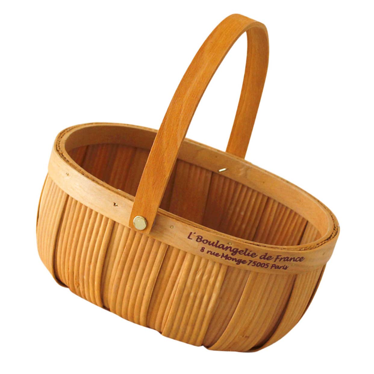 Luxshiny 1Pc Handmade Woven Basket with Handle for Flower Arrangements Treats Natural Log Color Decorative Storage Container for Wedding Picnics Home Use