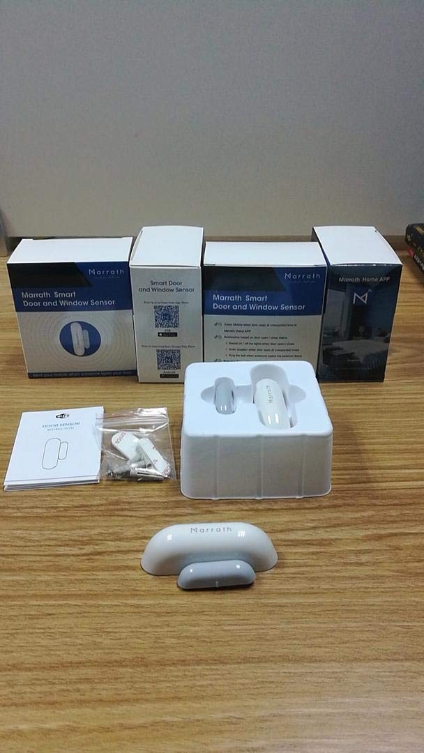 MARRATH Smart Home Door/Windows/Safe/Locker Sensor to Send Push Notification to Your Mobile APP if Someone Opens Your Door. Compatible with Marrath Home App, Aexa, Google and IFTTT
