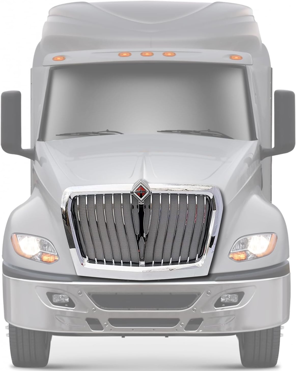 KOZAK Chrome Grille Compatible with International LT625 Trucks 2018 and Newer Models – Includes Logo, 2x 22" Windshield Wipers, and KOZAK Reflective Vest