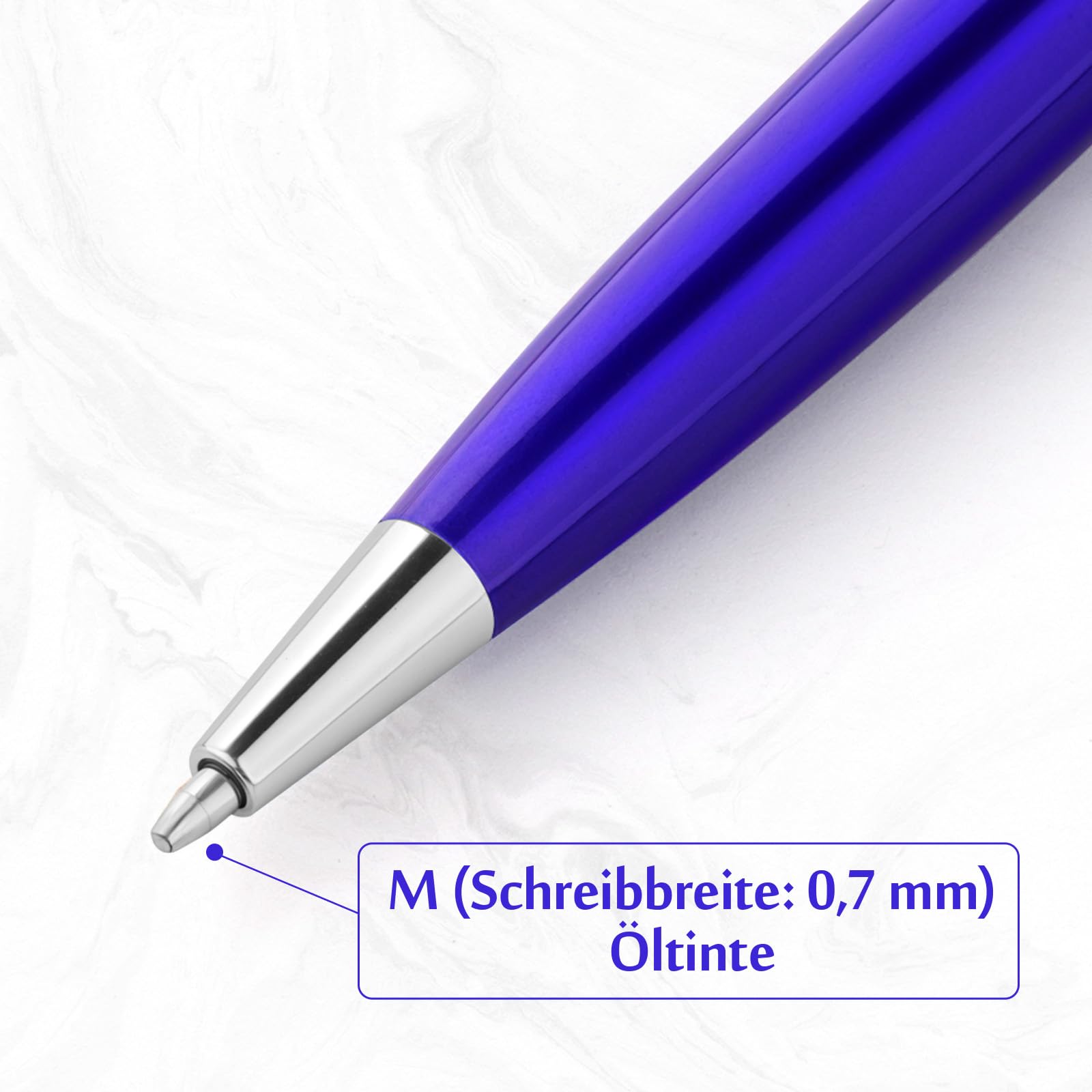 500er-Set Kugelschreiber Personalisiert,Dre-Kugelschreiber mit Gravur von Logo & Text,Hochwertige Blau Metall-Kulis für Business,Unternehmen,Werbeartikel,Events,Schule,Büro,Blau Tinte
