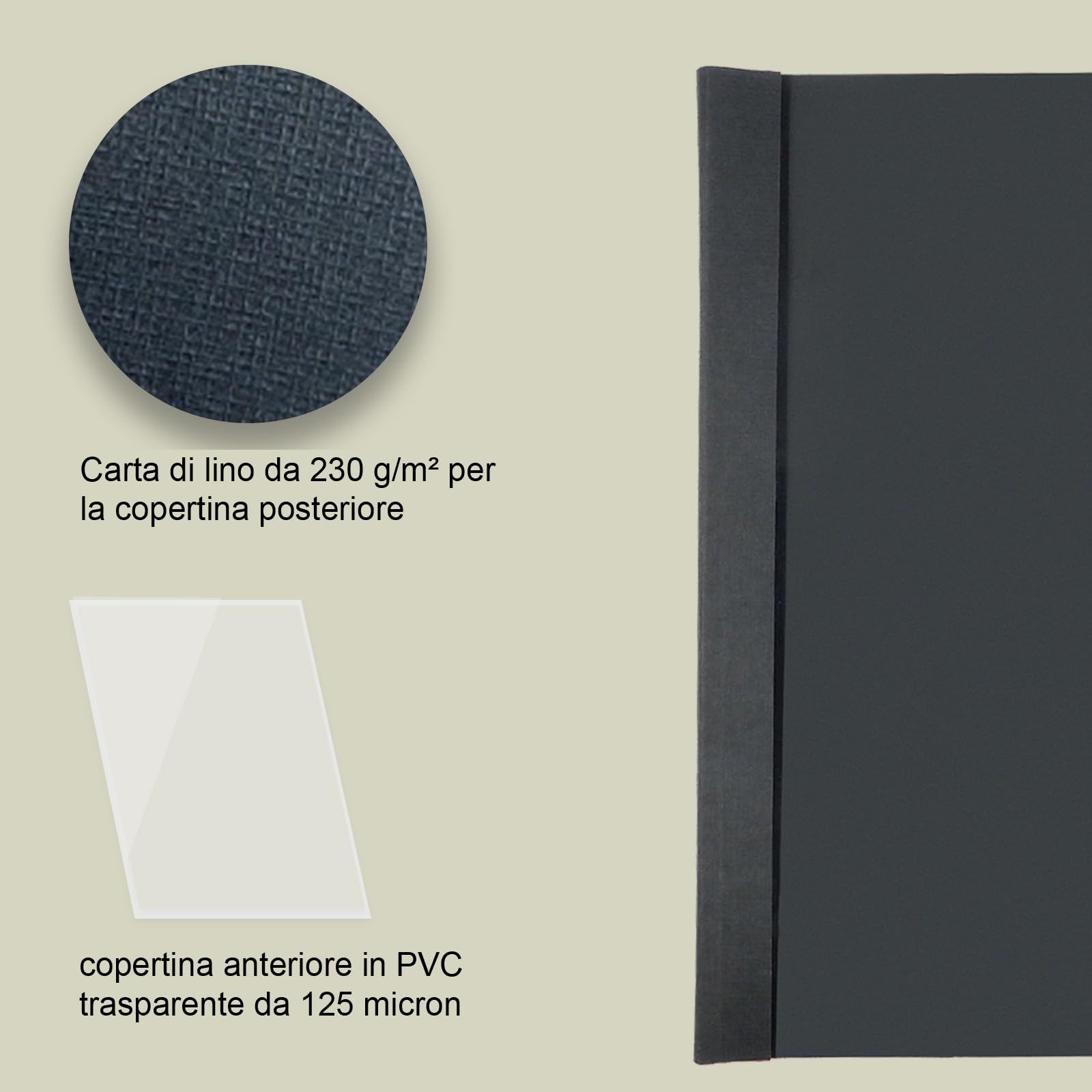 Copertine Termiche Per Rilegatrice RAYSON - Nero, A4, 3 Mm, 25 Fogli