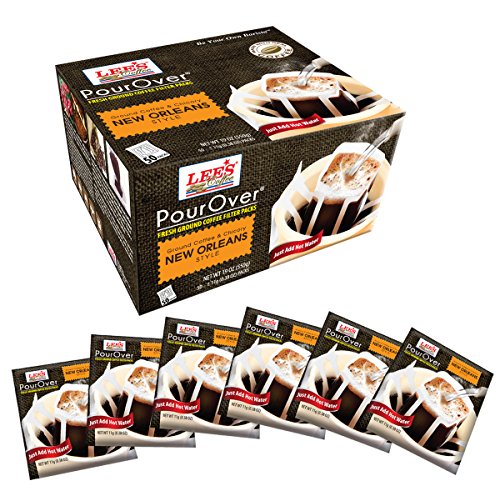 Lee s Coffee Pourover Fresh Ground Filter Packs, New Orleans Style, 50 Count