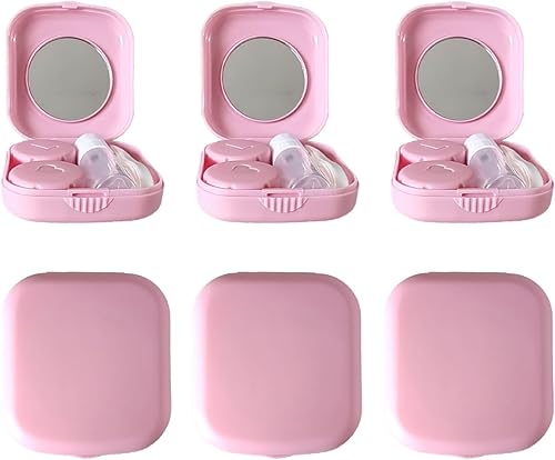 Paquete de 6 fundas para lentes de contacto, lindo estuche de contacto de viaje, contenedor de almacenamiento todo en uno con pinzas para botella de