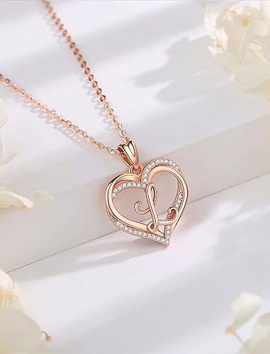 Miniatura 2 de INFUSEU Collares únicos con iniciales para mujeres y niñas, joyería con letras de corazón pequeño, regalos personalizados significativos