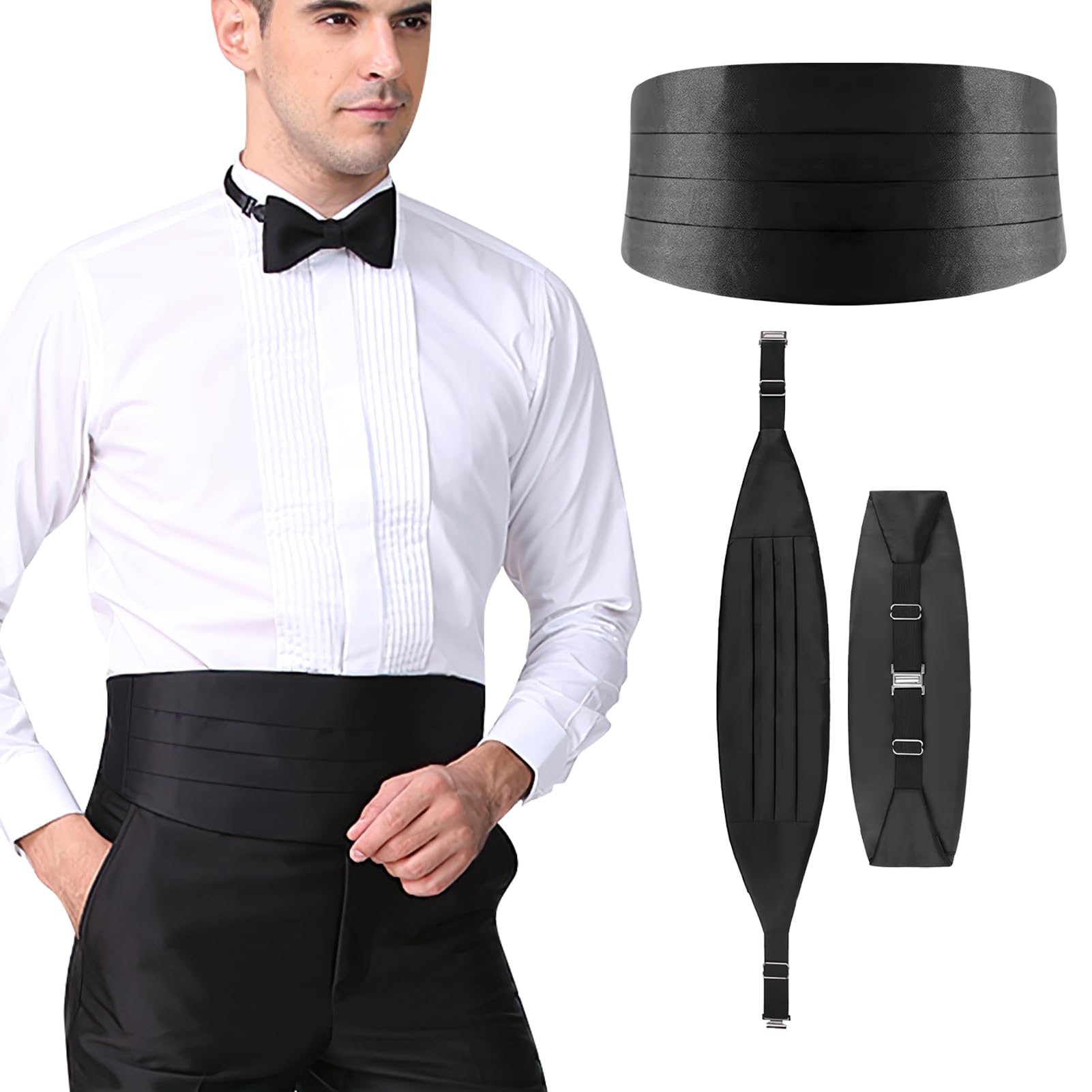 Black Silk Cummerbund - Made In Italy - Foto 6