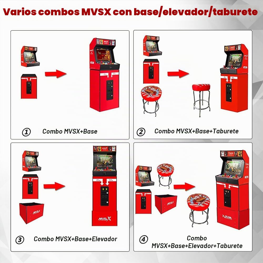 UNICO MVSX Arcade con Base Combinación, 50 Juegos Retro con Licencia Oficial de SNK precargados, Admite Dos Jugadores para Jugar Juegos simultáneamente